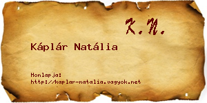 Káplár Natália névjegykártya